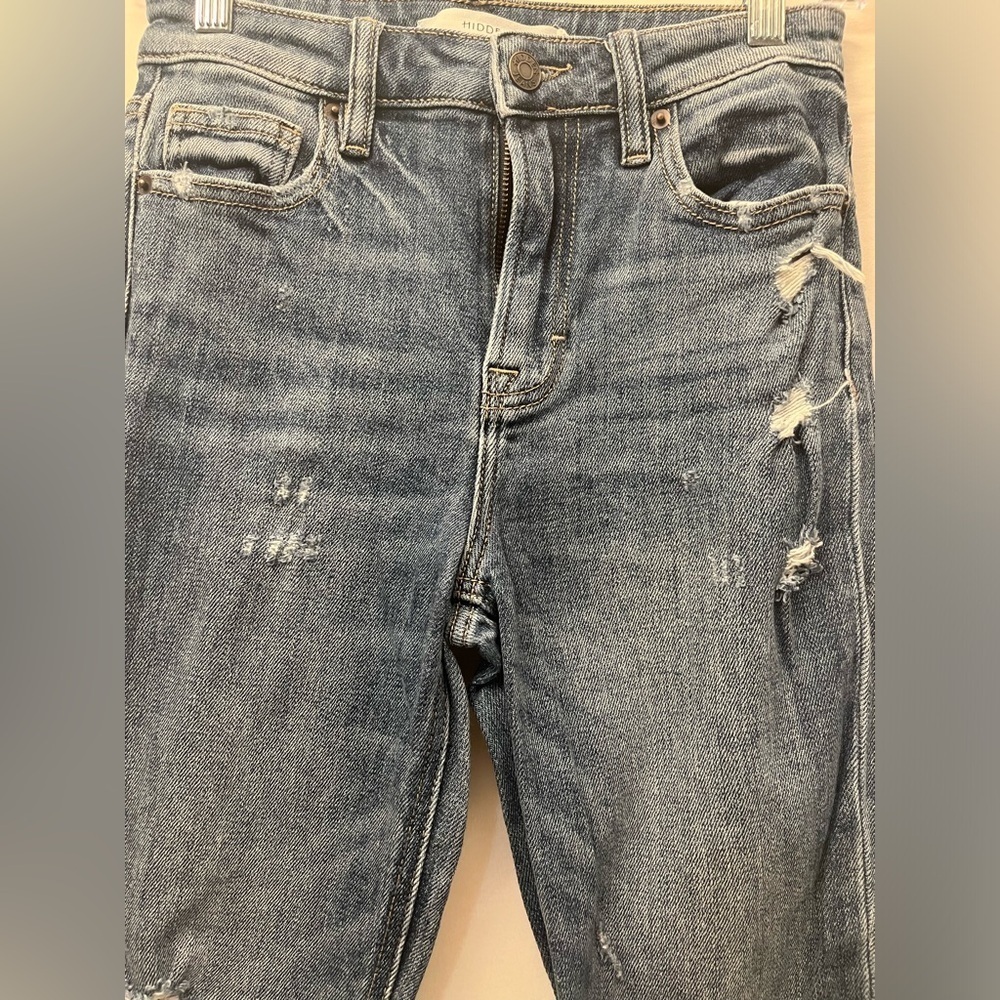 HIDDEN Distressed Flattering High Waist Ankle Straight Leg Faded Wash Jeans 24 - Picture 10 of 12